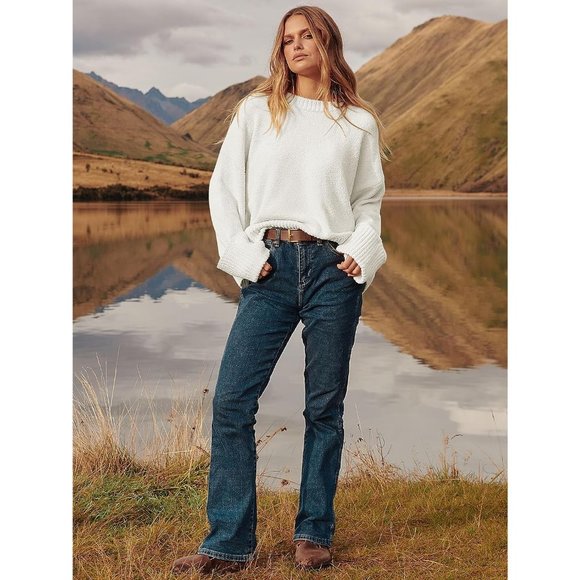 Women's Crewneck Long Sleeve Oversized Warm Pullover Sweater Top - Picture 7 of 8